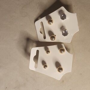 Steel plated stud earrings 4 pairs